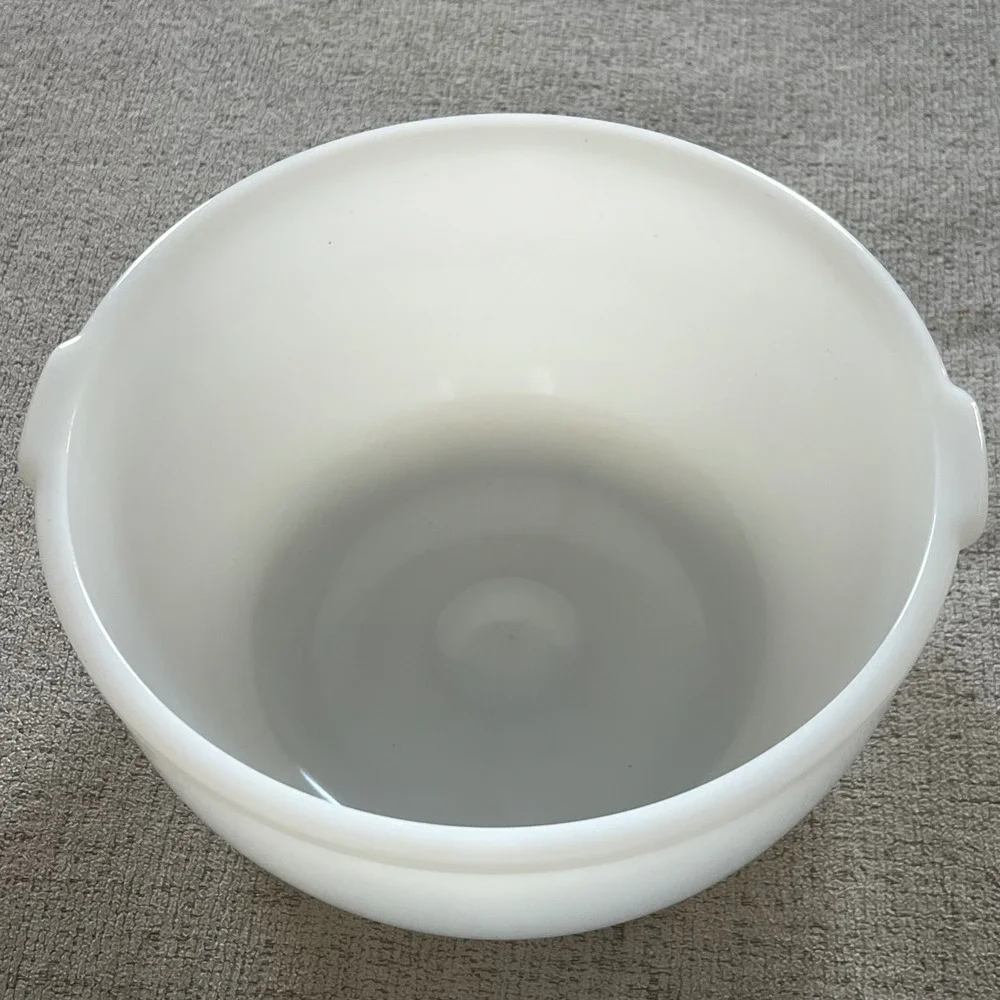 Vintage Glasbake Milk Glass Mixing Bowl White Tab Handle Ovenware J-2355 9 Inch